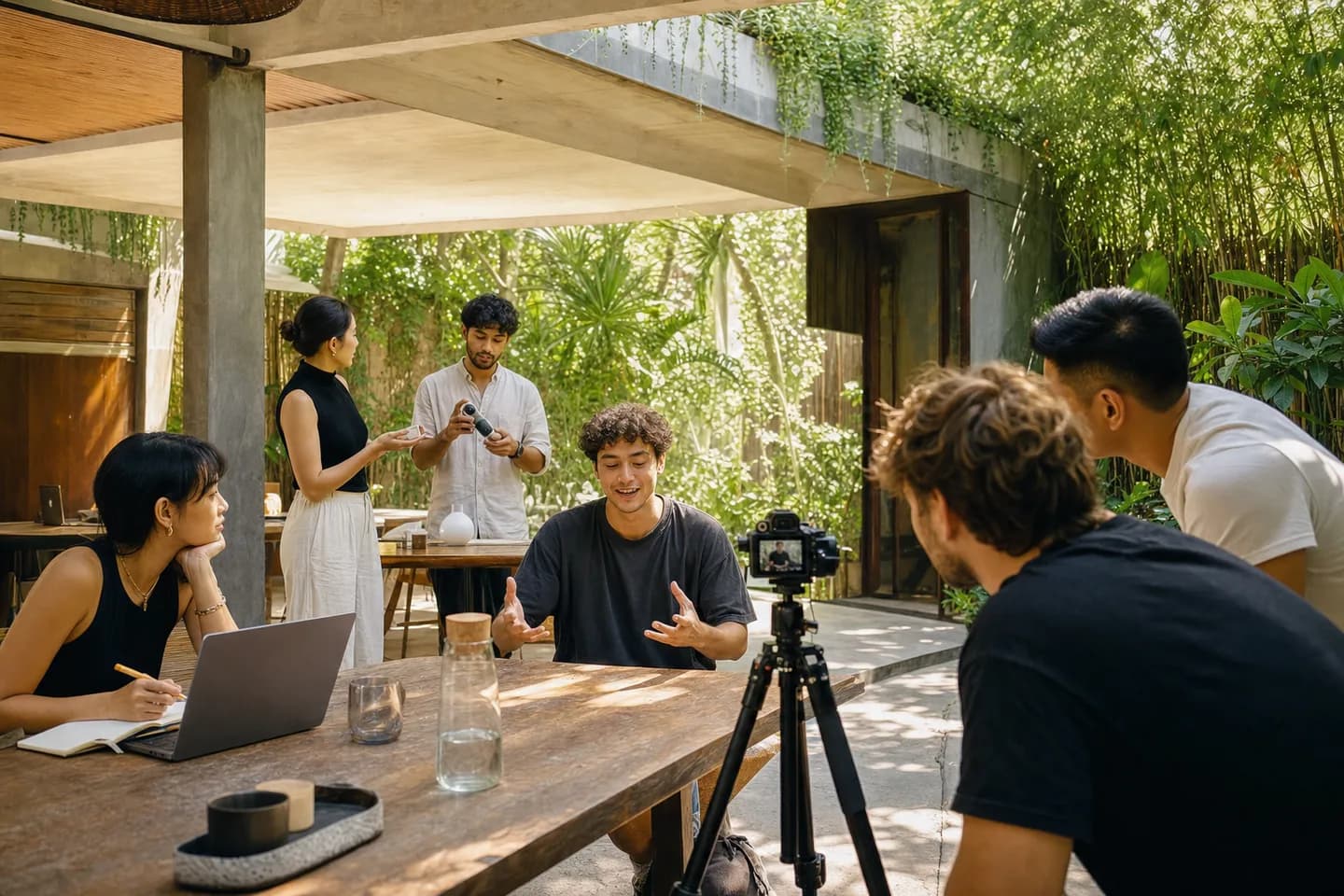 Founders collaborating around a table